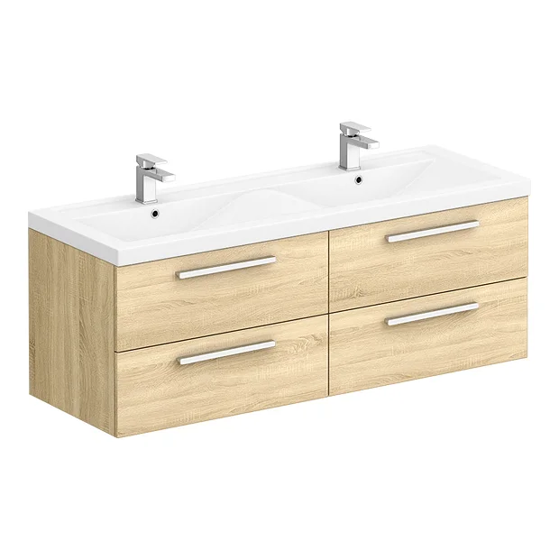 Hudson Reed 1440mm Natural Oak Quartet Double Basin Vanity Unit 4 Hudson Reed 1440mm Natural Oak Quartet Double Basin Vanity Unit - Image 2