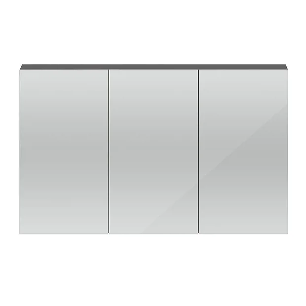 Hudson Reed 1350mm Gloss Grey 3 Door Mirror Cabinet 5 Hudson Reed 1350mm Gloss Grey 3 Door Mirror Cabinet - Image 3