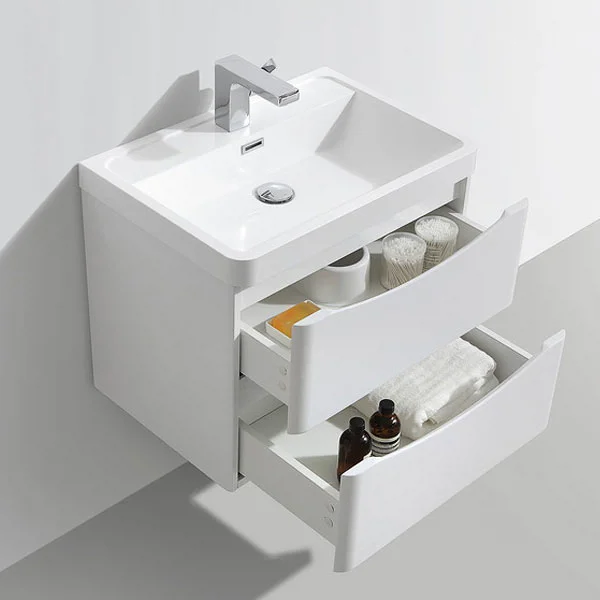 Monza White Ash 600mm Wide Wall Mounted Vanity Unit 5 Monza White Ash 600mm Wide Wall Mounted Vanity Unit - Image 3