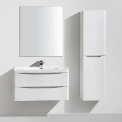 Monza White Ash 900mm Wide Wall Mounted Vanity Unit -Bathroom Furniture rondawhiteash900mmwidewallmountedvanityunitd3