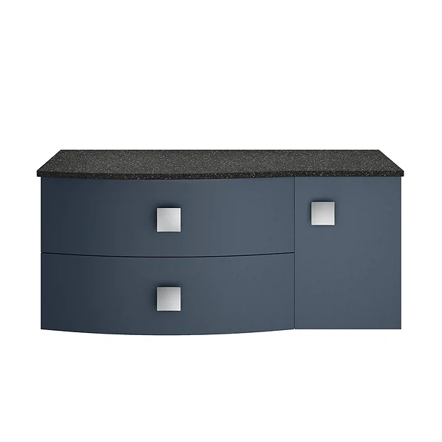 Hudson Reed Sarenna Wall Hung Countertop Vanity Unit - Mineral Blue - 1000mm With Black Marble Top 4 Hudson Reed Sarenna Wall Hung Countertop Vanity Unit - Mineral Blue - 1000mm With Black Marble Top - Image 2