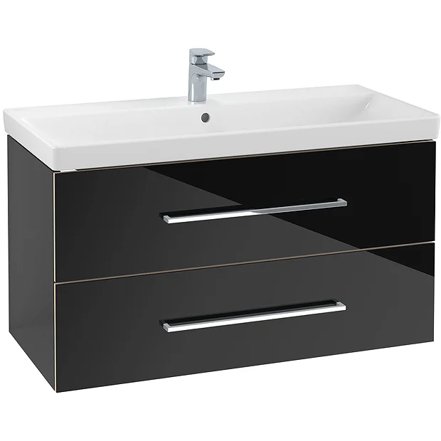 Villeroy & Boch Villeroy And Boch Avento Crystal Black 1000mm Wall Hung 2-Drawer Vanity Unit 4 Villeroy & Boch Villeroy And Boch Avento Crystal Black 1000mm Wall Hung 2-Drawer Vanity Unit - Image 2