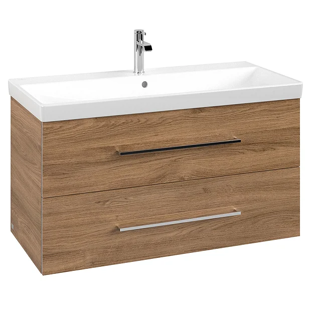 Villeroy & Boch Villeroy And Boch Avento Oak Kansas 1000mm Wall Hung 2-Drawer Vanity Unit 4 Villeroy & Boch Villeroy And Boch Avento Oak Kansas 1000mm Wall Hung 2-Drawer Vanity Unit - Image 2