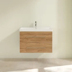 Villeroy & Boch Villeroy And Boch Avento Oak Kansas 800mm Wall Hung 2-Drawer Vanity Unit -Bathroom Furniture save05rh01 d2