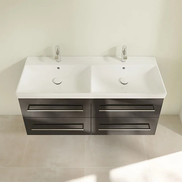 Villeroy & Boch Villeroy And Boch Avento Crystal Black 1200mm Wall Hung 4-Drawer Double Vanity Unit 7 Villeroy & Boch Villeroy And Boch Avento Crystal Black 1200mm Wall Hung 4-Drawer Double Vanity Unit - Image 5