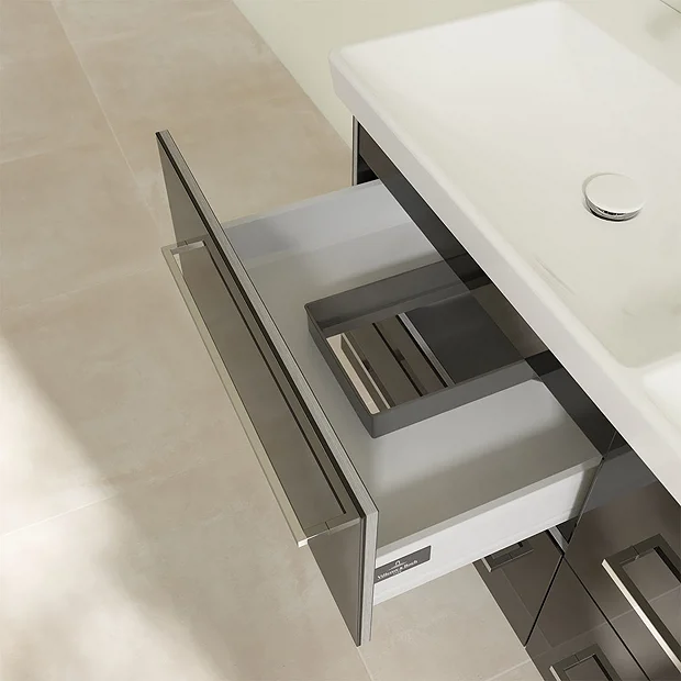 Villeroy & Boch Villeroy And Boch Avento Crystal Black 1200mm Wall Hung 4-Drawer Double Vanity Unit 3 Villeroy & Boch Villeroy And Boch Avento Crystal Black 1200mm Wall Hung 4-Drawer Double Vanity Unit