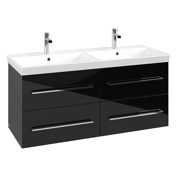 Villeroy & Boch Villeroy And Boch Avento Crystal Black 1200mm Wall Hung 4-Drawer Double Vanity Unit 4 Villeroy & Boch Villeroy And Boch Avento Crystal Black 1200mm Wall Hung 4-Drawer Double Vanity Unit - Image 2