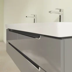 Villeroy & Boch Villeroy And Boch Subway 2.0 Glossy Grey 1300mm Wall Hung Double Basin Vanity Unit 11 Villeroy & Boch Villeroy And Boch Subway 2.0 Glossy Grey 1300mm Wall Hung Double Basin Vanity Unit -Bathroom Furniture sbdb13gg d2