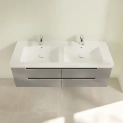 Villeroy & Boch Villeroy And Boch Subway 2.0 Glossy Grey 1300mm Wall Hung Double Basin Vanity Unit 12 Villeroy & Boch Villeroy And Boch Subway 2.0 Glossy Grey 1300mm Wall Hung Double Basin Vanity Unit -Bathroom Furniture sbdb13gg d3