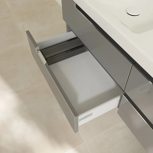 Villeroy & Boch Villeroy And Boch Subway 2.0 Glossy Grey 1300mm Wall Hung Double Basin Vanity Unit 3 Villeroy & Boch Villeroy And Boch Subway 2.0 Glossy Grey 1300mm Wall Hung Double Basin Vanity Unit