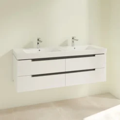 Villeroy & Boch Villeroy And Boch Subway 2.0 Glossy White 1300mm Wall Hung Double Basin Vanity Unit 10 Villeroy & Boch Villeroy And Boch Subway 2.0 Glossy White 1300mm Wall Hung Double Basin Vanity Unit -Bathroom Furniture sbdb13gw d1