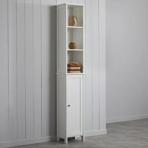 Tongue And Groove Tall Storage Unit - White 4 Tongue And Groove Tall Storage Unit - White - Image 2