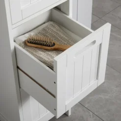 Tongue And Groove 4 Drawer Bathroom Storage Unit - White 9 Tongue And Groove 4 Drawer Bathroom Storage Unit - White -Bathroom Furniture tg219md1