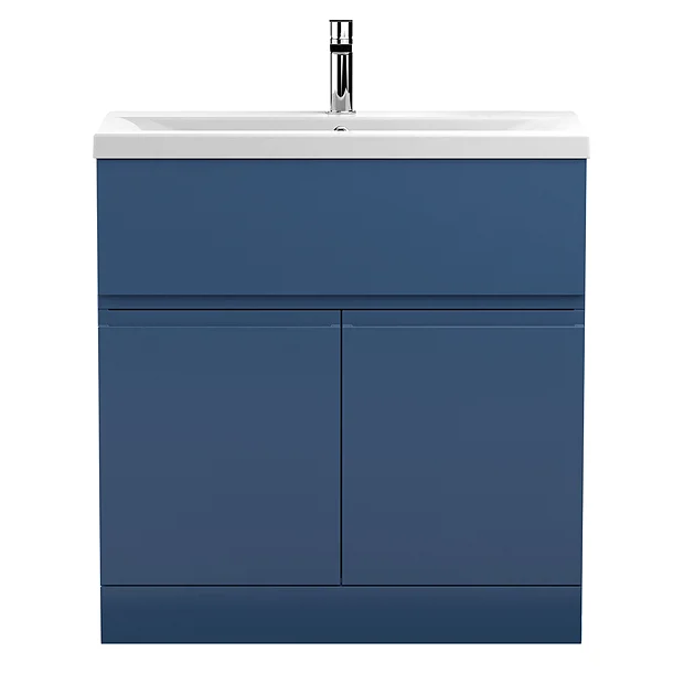 Hudson Reed Urban Satin Blue 800mm Floor Standing 2-Door/Drawer Vanity Unit 4 Hudson Reed Urban Satin Blue 800mm Floor Standing 2-Door/Drawer Vanity Unit - Image 2