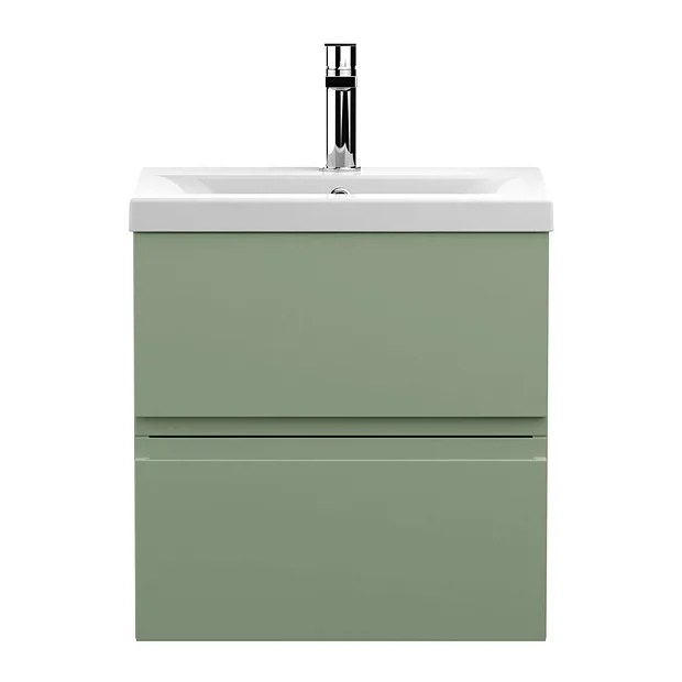 Hudson Reed Urban Satin Green 500mm Wall Hung 2-Drawer Vanity Unit 4 Hudson Reed Urban Satin Green 500mm Wall Hung 2-Drawer Vanity Unit - Image 2
