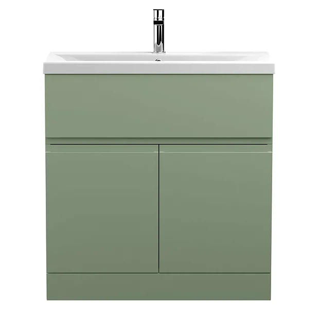 Hudson Reed Urban Satin Green 800mm Floor Standing 2-Door/Drawer Vanity Unit 4 Hudson Reed Urban Satin Green 800mm Floor Standing 2-Door/Drawer Vanity Unit - Image 2