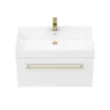 Valencia 800 Gloss White Minimalist Wall Hung Vanity Unit With Brass Handle