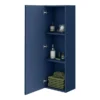 Venice Abstract Wall Hung Tall Storage Cabinet - Blue - With Brushed Brass Square Drop Handle 1 Venice Abstract Wall Hung Tall Storage Cabinet - Blue - With Brushed Brass Square Drop Handle -Bathroom Furniture vawhcbblubra d2