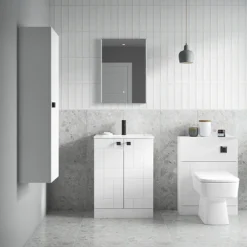 Venice Abstract 500mm White Vanity Unit - Floor Standing 2 Door Unit With Chrome Square Drop Handles 13 Venice Abstract 500mm White Vanity Unit - Floor Standing 2 Door Unit With Chrome Square Drop Handles -Bathroom Furniture vawhcbwhi d1