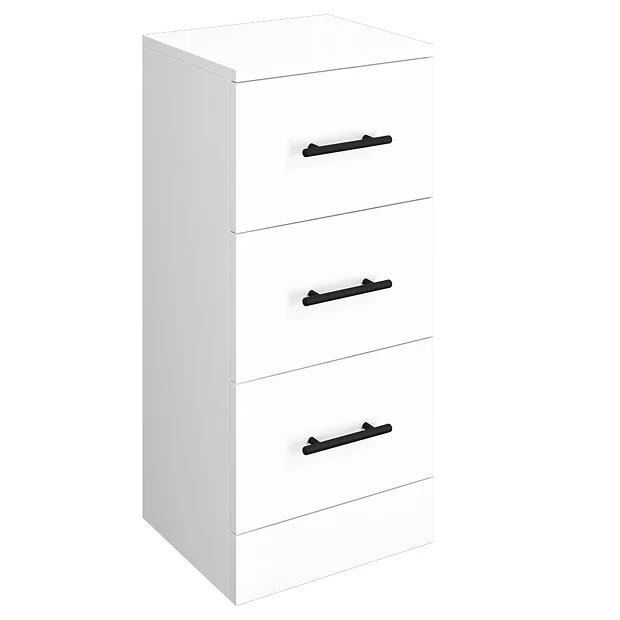 Venice 350x300mm Gloss White 3 Drawer Unit With Matt Black Handles 4 Venice 350x300mm Gloss White 3 Drawer Unit With Matt Black Handles - Image 2