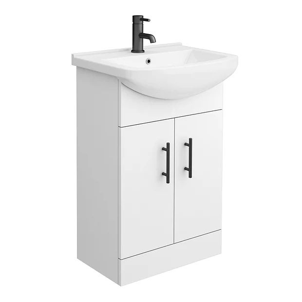 Venice 560 Gloss White Vanity With Matt Black Handles (Unit Depth 300mm) 4 Venice 560 Gloss White Vanity With Matt Black Handles (Unit Depth 300mm) - Image 2