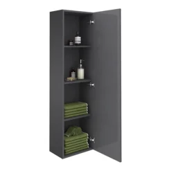 Apollo2 400mm Gloss Grey Tall Wall Hung Unit W. Matt Black Handle