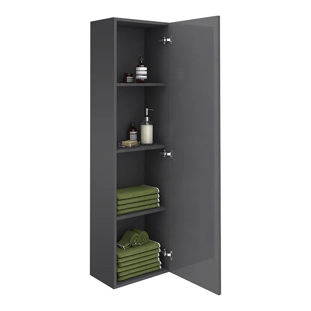 Apollo2 400mm Gloss Grey Tall Wall Hung Unit W. Matt Black Handle 3 Apollo2 400mm Gloss Grey Tall Wall Hung Unit W. Matt Black Handle