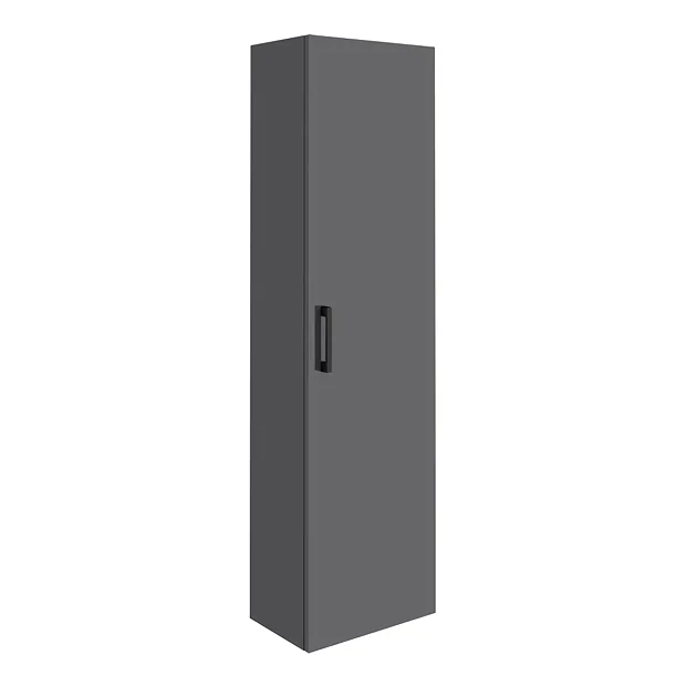 Apollo2 400mm Gloss Grey Tall Wall Hung Unit W. Matt Black Handle 4 Apollo2 400mm Gloss Grey Tall Wall Hung Unit W. Matt Black Handle - Image 2