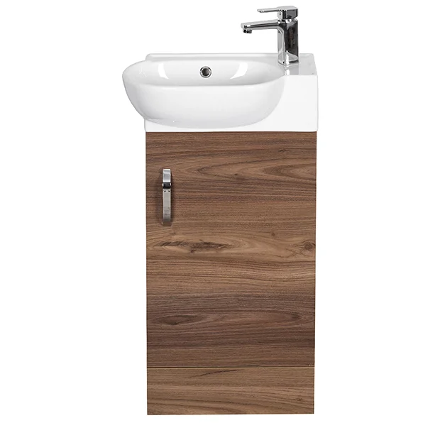 Valencia Perla Floor Standing Cloakroom Vanity (Dark Oak Effect - 450mm Wide) 5 Valencia Perla Floor Standing Cloakroom Vanity (Dark Oak Effect - 450mm Wide) - Image 3