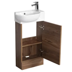Valencia Perla Floor Standing Cloakroom Vanity (Dark Oak Effect - 450mm Wide) 10 Valencia Perla Floor Standing Cloakroom Vanity (Dark Oak Effect - 450mm Wide) -Bathroom Furniture vpfsdo45 d2