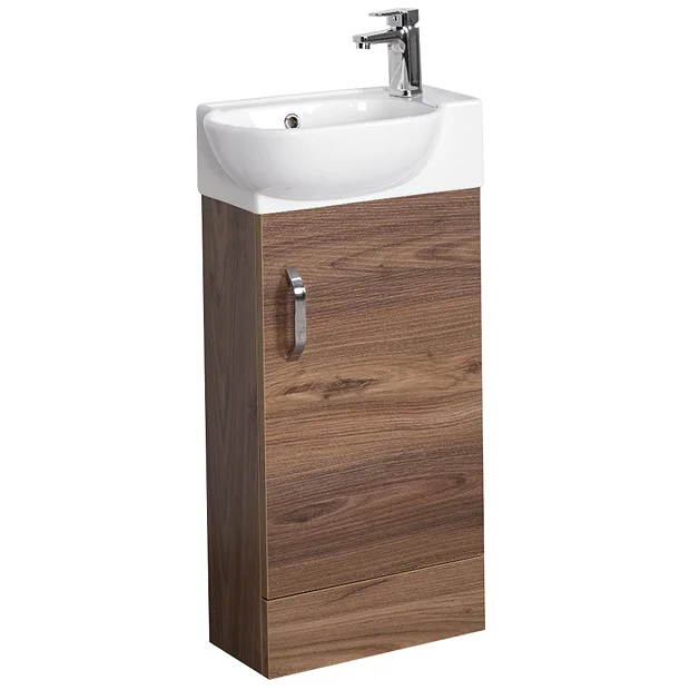 Valencia Perla Floor Standing Cloakroom Vanity (Dark Oak Effect - 450mm Wide) 4 Valencia Perla Floor Standing Cloakroom Vanity (Dark Oak Effect - 450mm Wide) - Image 2