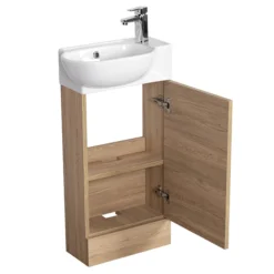 Valencia Perla Floor Standing Vanity Incl. Matt Black Handle (Light Oak Effect - 450mm Wide) 7 Valencia Perla Floor Standing Vanity Incl. Matt Black Handle (Light Oak Effect - 450mm Wide) -Bathroom Furniture vpfslo45 d2