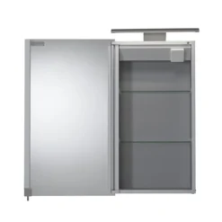 Croydex Jefferson Hang N Lock Single Door Illuminated Mirror Cabinet With Shaver Socket 700 X 400mm -Bathroom Furniture wc147769eai1