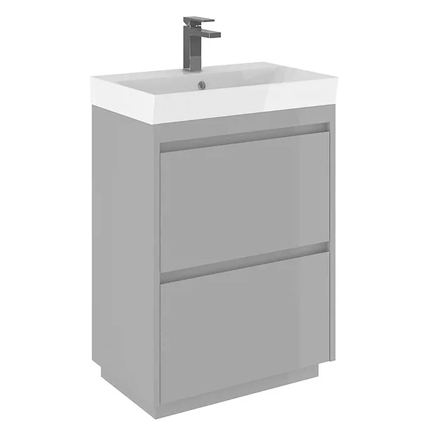 Crosswater Zion 60 Floor Standing Unit + Basin - Storm Grey Matt 4 Crosswater Zion 60 Floor Standing Unit + Basin - Storm Grey Matt - Image 2